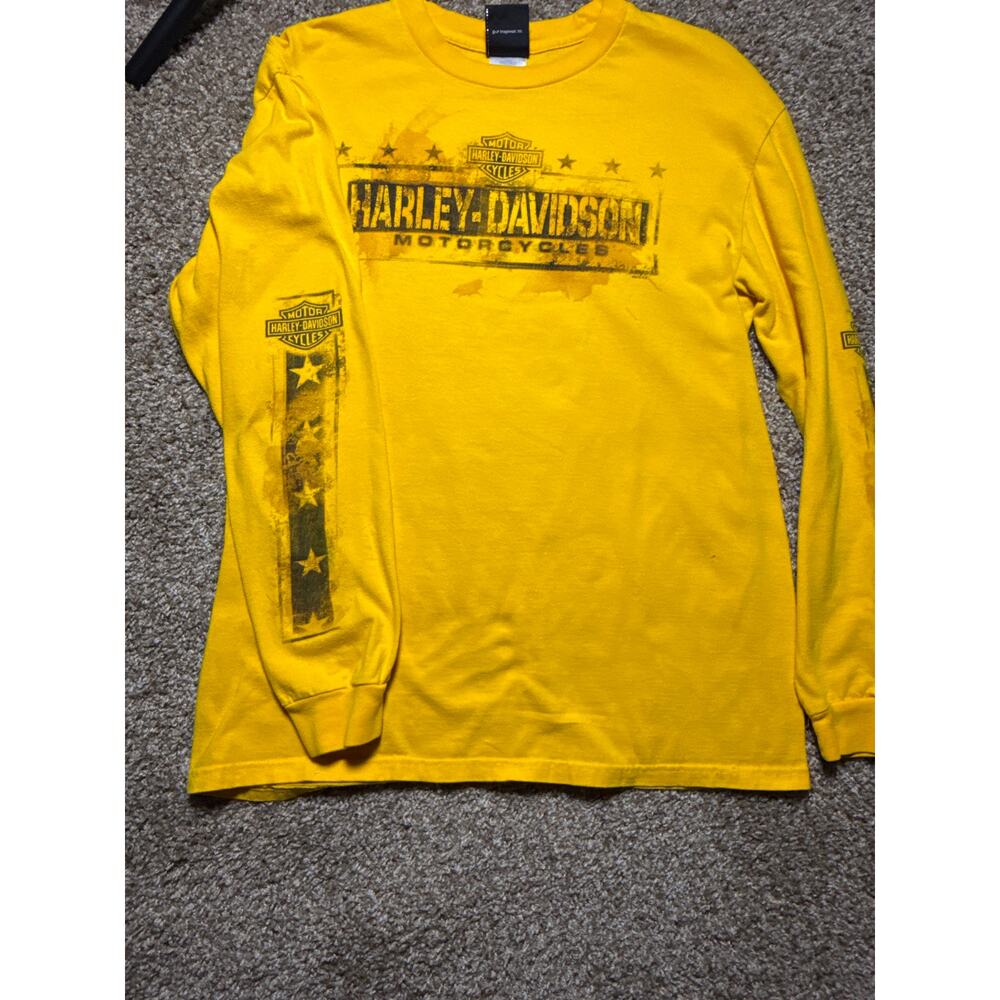 Harley Davidson lona sleeve yellow shirt